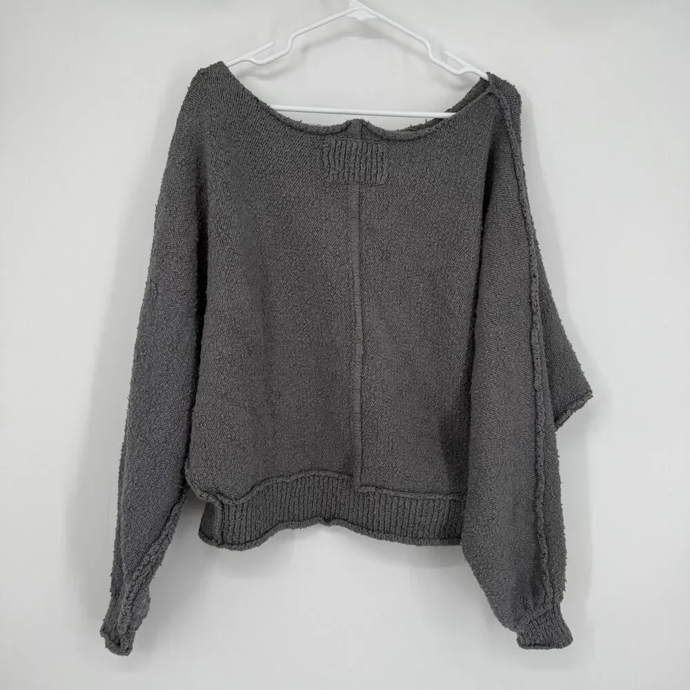 We The Free Free People Drifting Pullover Sweatshirt Oversized Comfy Gray Sz XS - Picture 3 of 10